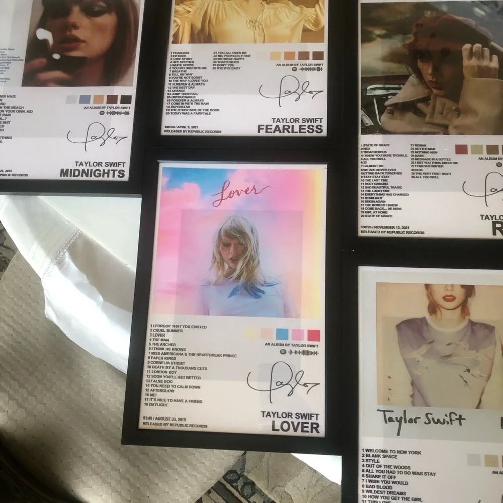 Taylor Swift Wall Art Set with Pastel Pink Blue Yellow Accents